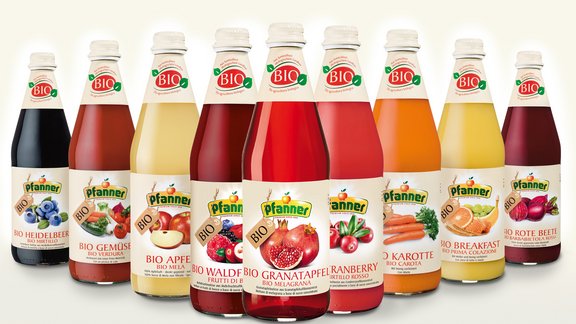 Pfanner Getränke Bio-Sortiment in der Glasflasche Pfanner Bio-Sortiment in der Glasflasche
