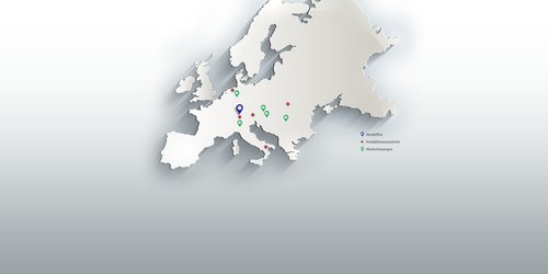Pfanner Getränke europaweit Karte mit Niederlassungen in ganz Europa