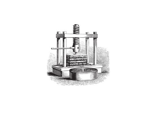 Abbildung einer alten Fruchtsaftpresse