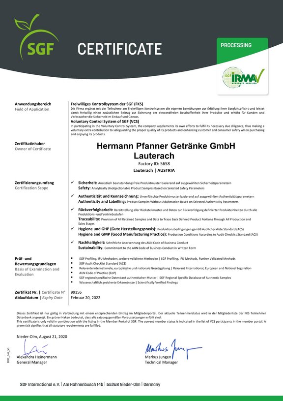 SGF Zertifikat zur freiwilligen Teilnahme am Kontrollsystem (FKS) des SGF International e. V. SGF-Lauterach-2022_2020_08_21_certificate_5658-Processing.jpg