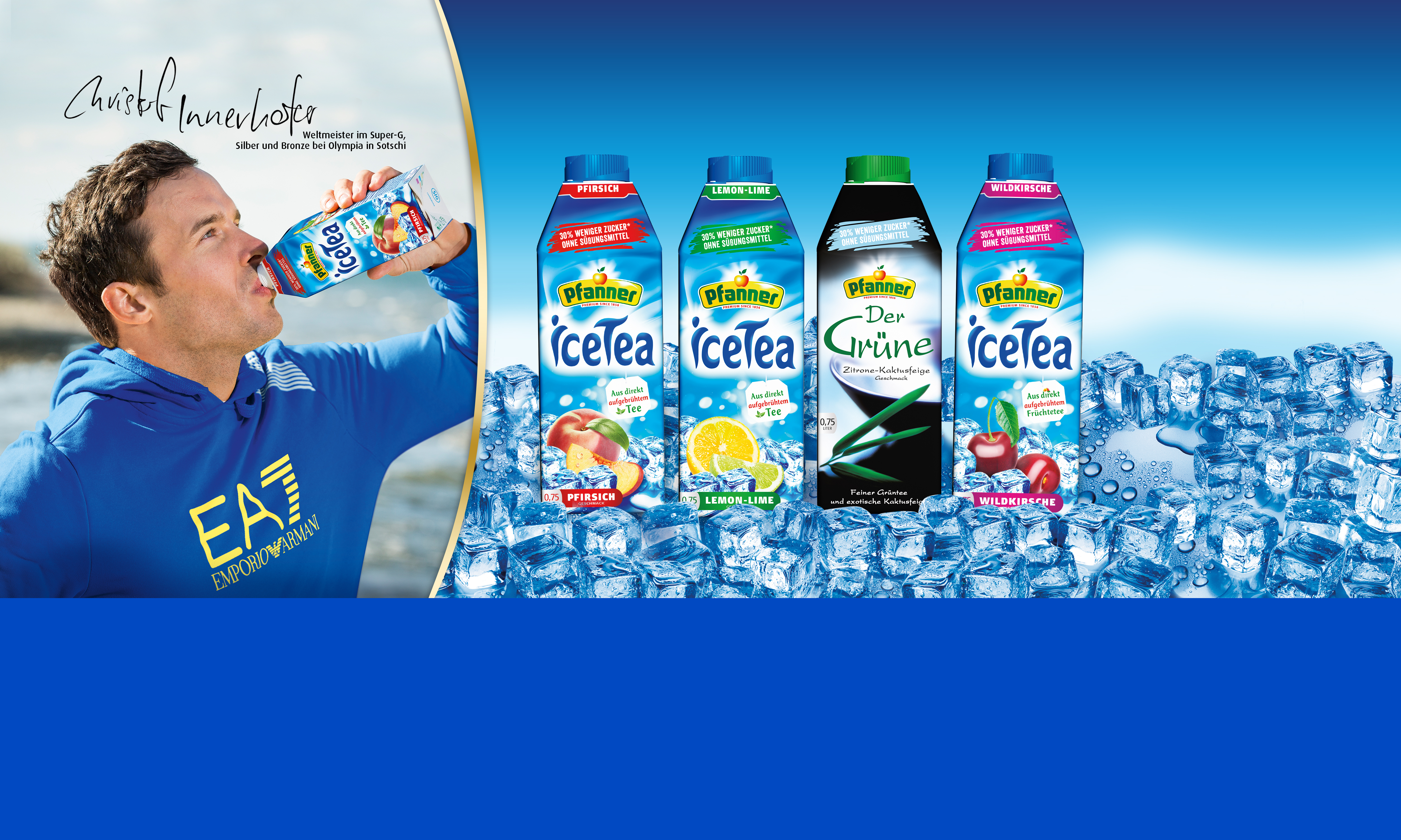 Pfanner Getränke Eistee-Sortiment zuckerreduziert Pfanner Eisteesortiment mit 30% weniger Zucker